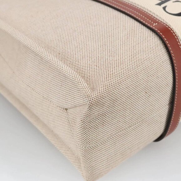 Chloe Tote Bag Canvas Leather Beige Brown Auth ki5211V - Picture 8 of 15